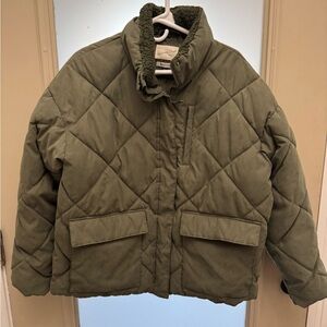 Women’s Universal Thread Quilted Olive Green Puffer Jacket XL